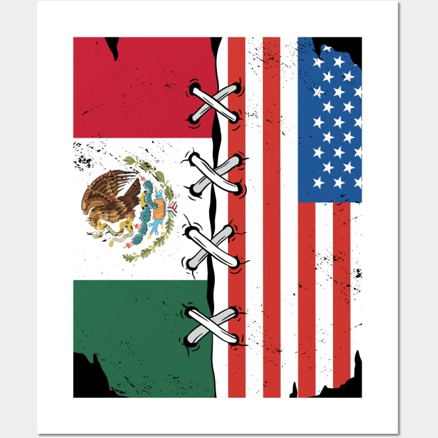 Proud Mexican American Heritage // Mexico & USA Flags Wall Art by Now Boarding